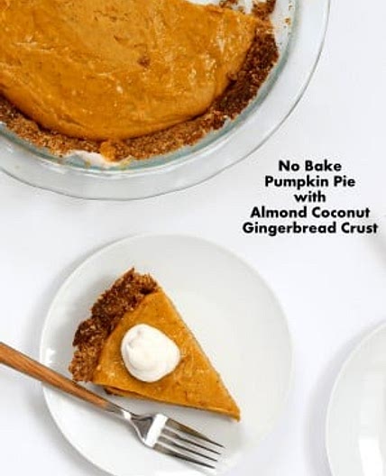 No Bake Vegan Pumpkin Pie with Gluten-free Gingerbread Crust