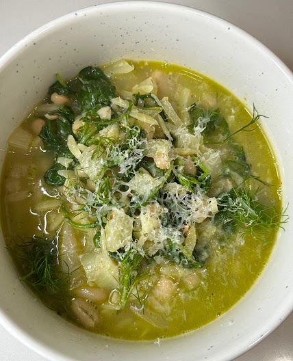 Pesto Orzo White Bean Soup