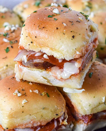 Pepperoni Sausage Pizza Sliders