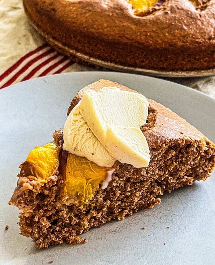 French Peach Chocolate Cake Recipe (Gâteau aux pêches et chocolat)