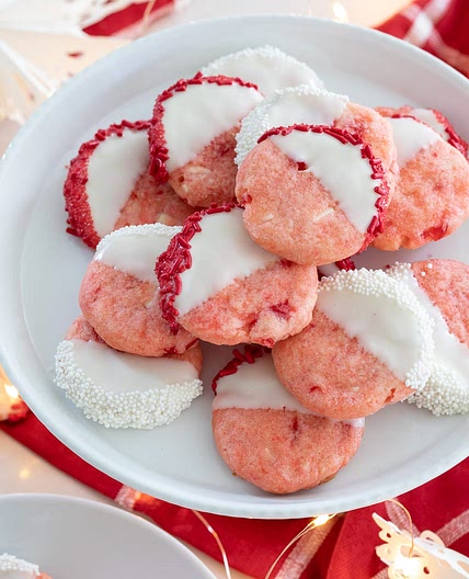 White Chocolate Cherry Shortbread Cookies
