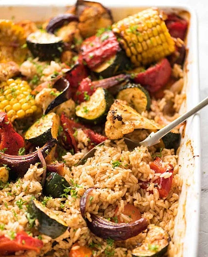 Oven Baked Rice and Vegetables