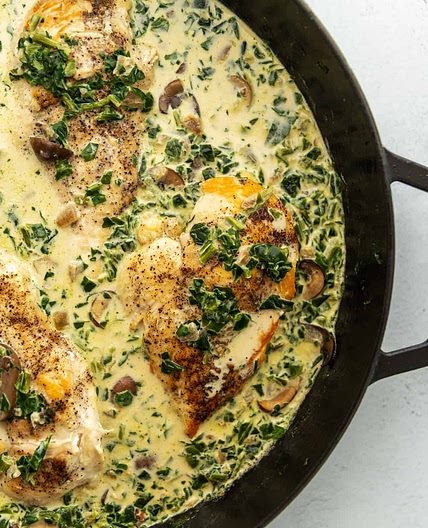 Chicken Florentine Recipe - Chicken with Spinach and Mushrooms