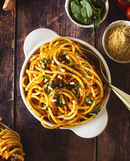 Sun-dried Tomato Pesto Pasta Recipe | Vegan