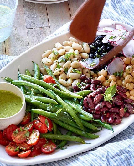 Composed Bean Salad with Basil Vinaigrette