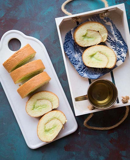 Pandan Kaya Swiss Roll (Bolu Gulung Kaya)