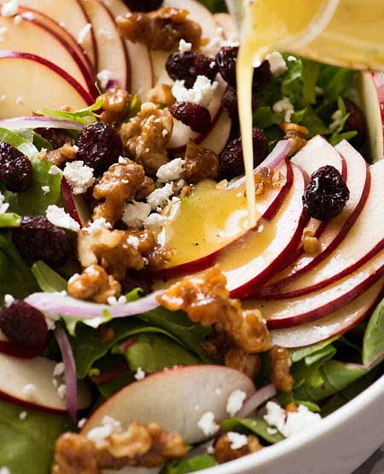 Apple Salad with Candied Walnuts and Cranberries