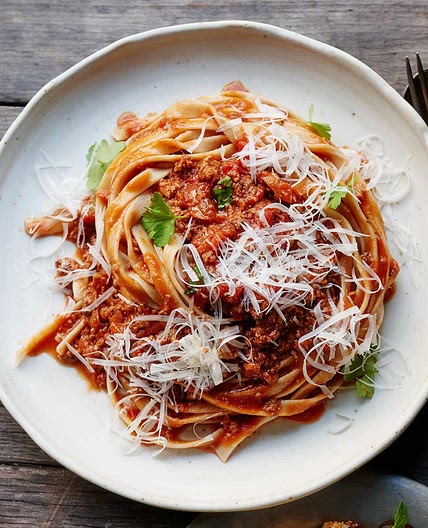Fresh Pasta with Quick Bolognese Sauce
