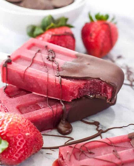 Chocolate Dipped Strawberry Red Wine Popsicles