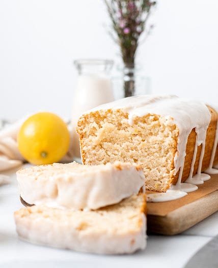 Moist Vegan Lemon Pound Cake with Vanilla Glaze