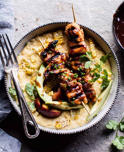 Honey BBQ Chicken and Charred Corn Polenta