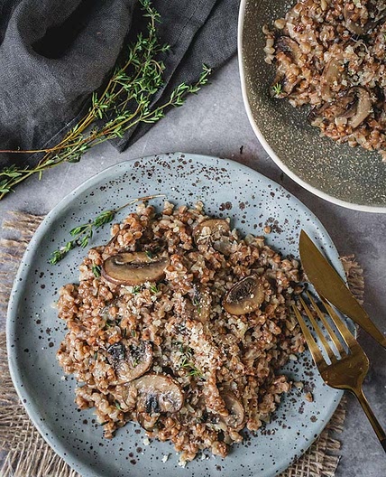Creamy Buckwheat Risotto with Mushrooms