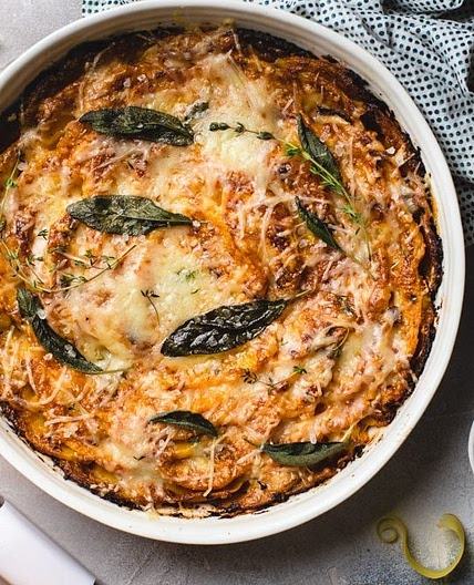 Garlic and Herb Butternut Squash Gratin