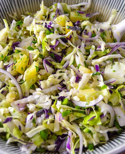 Mayo Free Pineapple Slaw (Vegan-Great for Tacos)