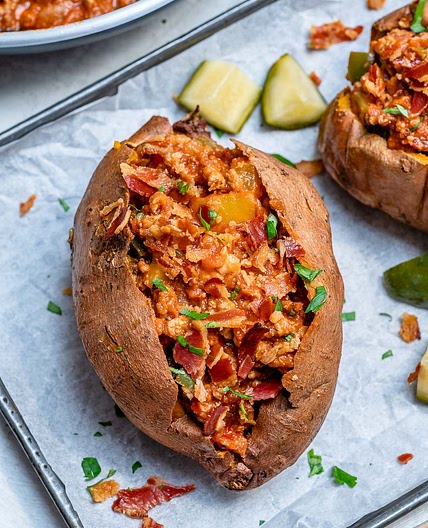 Sloppy Joe Stuffed Sweet Potatoes