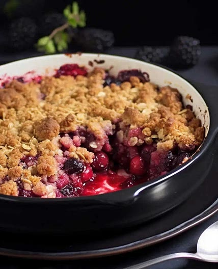 Gooseberry and Blackcurrant Crumble