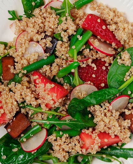 Balsamic Tofu Quinoa Strawberry Salad