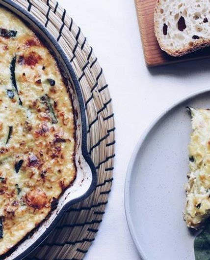 Leek, zucchini and cheese frittata recipe