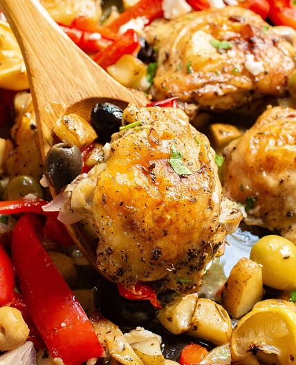 Sheet Pan Greek Chicken Thighs
