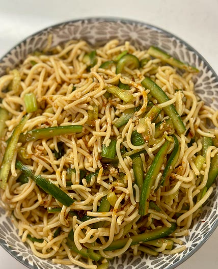Sour Spicy Cold Noodles with Cucumber