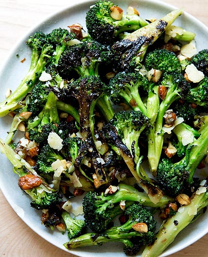 Charred Broccoli Salad with Dates, Almonds, and Cheddar