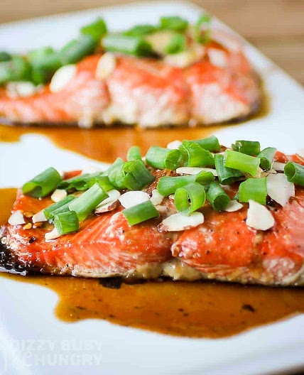 Baked Maple Glazed Salmon with Almonds