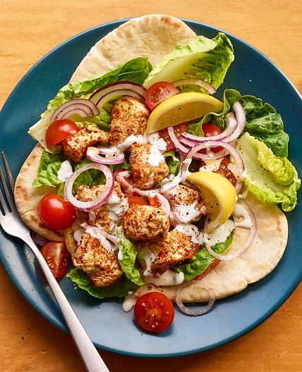 Microwave spicy chicken pitta