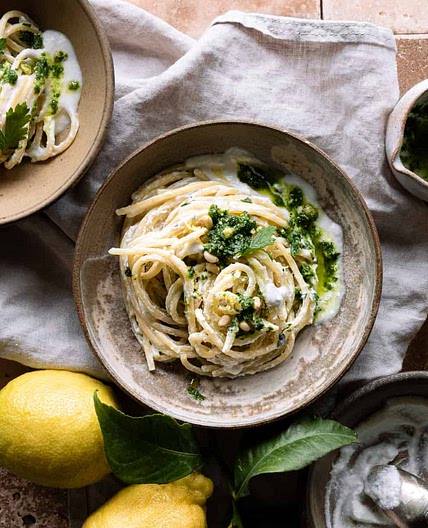 One pot pasta with ricotta and lemon