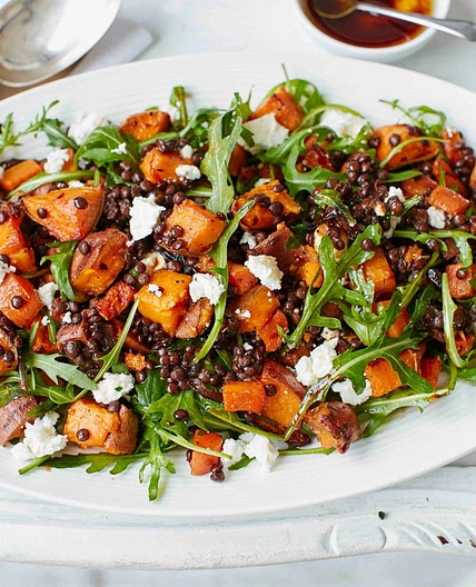 Sweet potato, lentil and feta salad