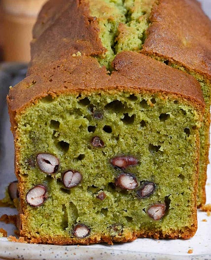 Matcha Pound Cake with Adzuki Beans