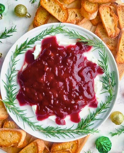 Holiday Cranberry Whipped Feta Dip with Fresh Rosemary Recipe