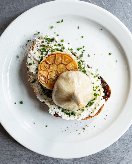 Confit Garlic Goat’s Cheese Toast