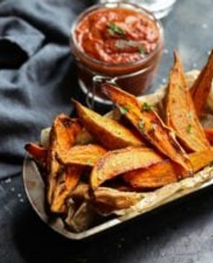 BBQ Sauce with Roasted Sweet Potato Wedges