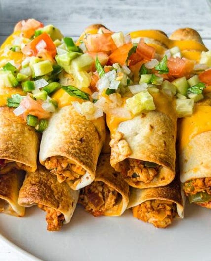 Baked Vegan Taquitos with Cilantro Lime Dip
