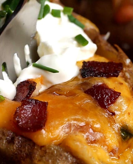 Bacon Cheddar Baked Potato Recipe by Tasty