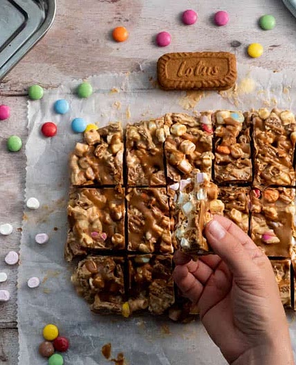 Easy White Chocolate Biscoff Rocky Road