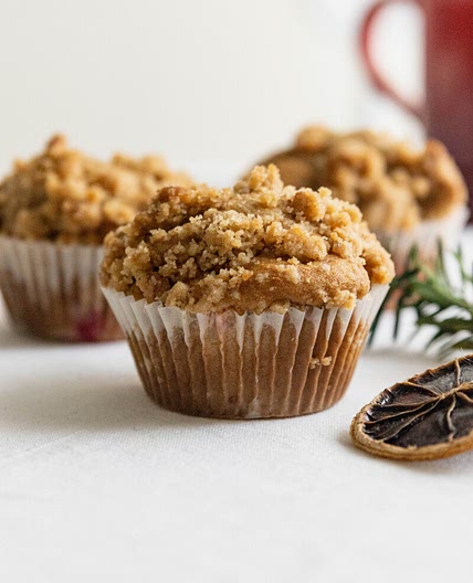 Spiced Cranberry Orange Muffins with Walnut Crumb Topping