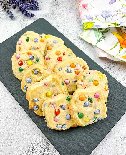Easter Shortbread Cookies with Mini M&Ms