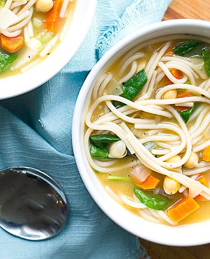 30-Minute Chickpea Noodle Soup with Spinach