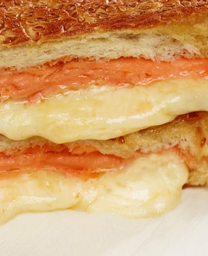 Smoked Salmon Grilled Cheese with Maple Marinated Apricots