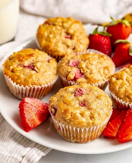 Healthy Strawberry Banana Muffins