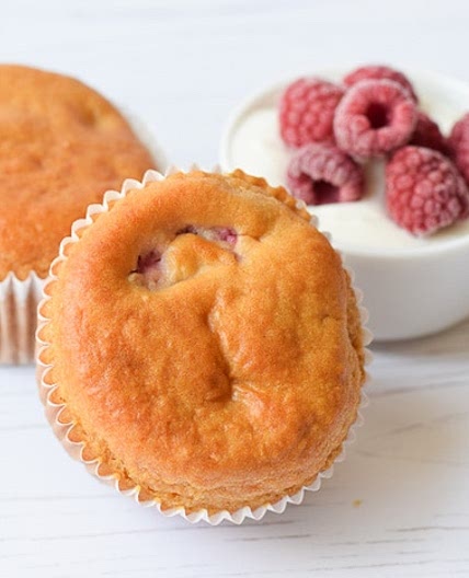 Healthy low FODMAP muffins with raspberries