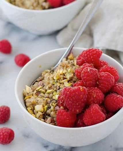 Raspberry Pistachio Sorghum Breakfast Bowl