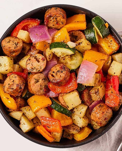 Air Fryer Sausage and Vegetables