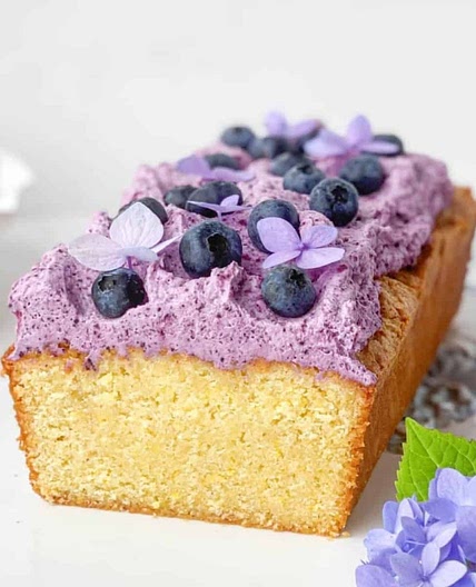 Cornmeal Pound Cake with Blueberry Whipped Cream