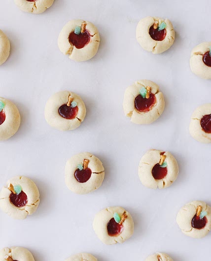 Apple-Shaped Thumbprint Cookies