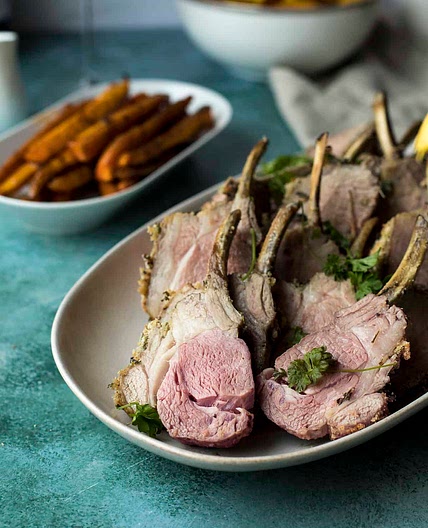 Herb Crusted Rack of Lamb with Carrots