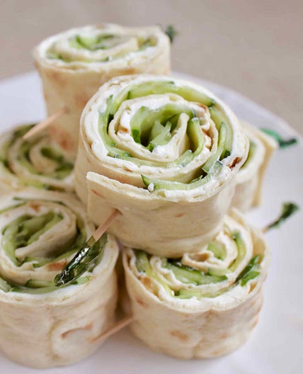 Cucumber and Cream Cheese Sandwich Rolls (with Lavash Bread)