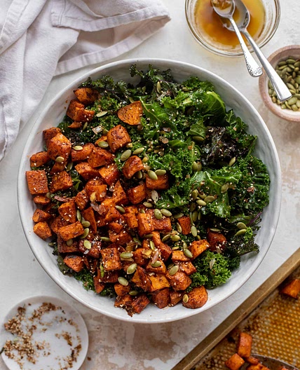 Roasted Sweet Potato Kale Salad