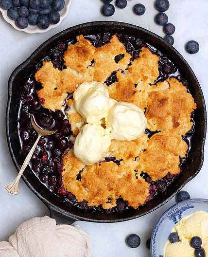 Vegan Blueberry Cobbler In A Skillet